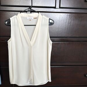 Calvin Klein Women's Cream Sleeveless Top